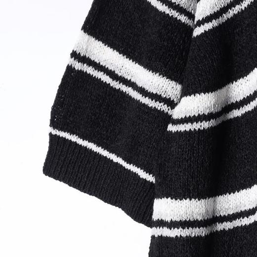 SDSA男装2026新款高贵轻奢慵懒风条纹肌理感针织翻领短袖T恤百搭 商品图2