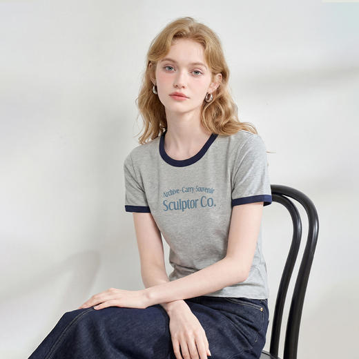 西遇棉短袖落肩运动女2026夏季学生宽松显瘦韩版时尚休闲T恤上衣H0060228 商品图4