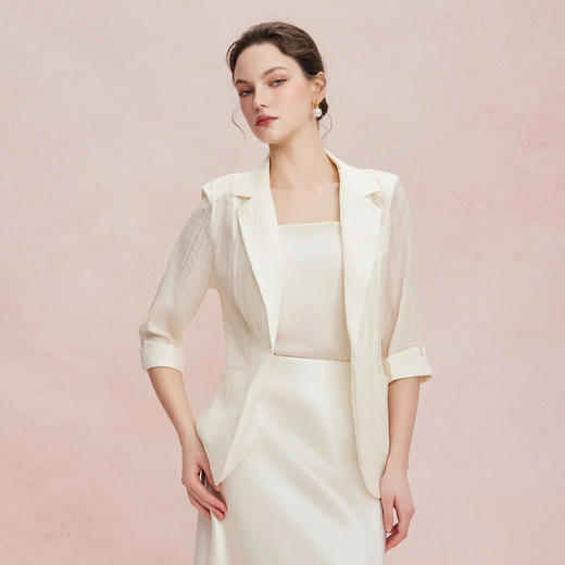 RF101斯尔丽26新款七分袖收腰通勤遮肉显瘦透气外套 商品图4