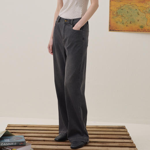 谜底直筒牛仔裤长裤2026年夏季新品质感黑牛百搭显瘦女262MJ0482 商品图1