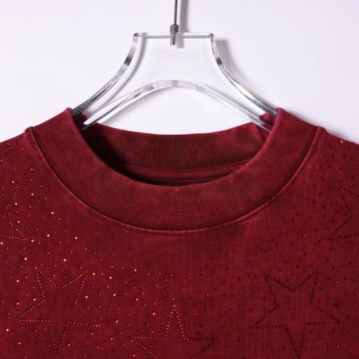 SDSA男装2026新款高贵轻奢美式复古星星烫钻短袖宽松圆领 T 恤 商品图2