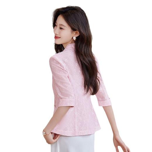 「自」全新升级【铂金会员146/天猫199/差价53】(83014)洛诗琳气质蕾丝西装外套女2026春夏新款七分袖薄款通勤上衣 商品图4
