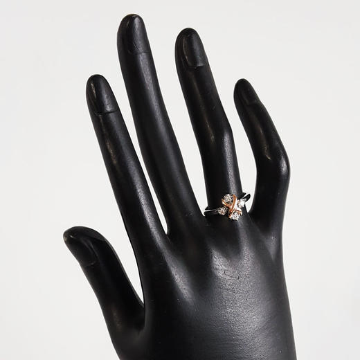 【天然正品】AU750双色金经典时尚群镶款0.125克拉钻石戒指14号（戒圈可改）110326TJ15 商品图7