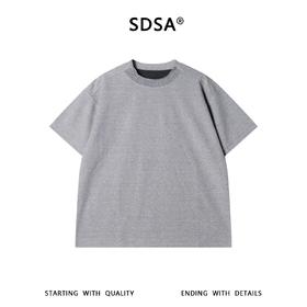 SDSA男装2026新款轻奢复古基础款上衣拼接撞色领口宽松短袖休闲衫