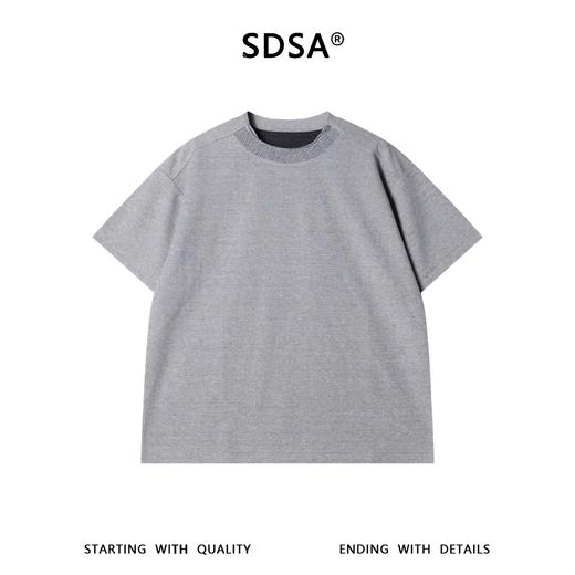 SDSA男装2026新款轻奢复古基础款上衣拼接撞色领口宽松短袖休闲衫 商品图0