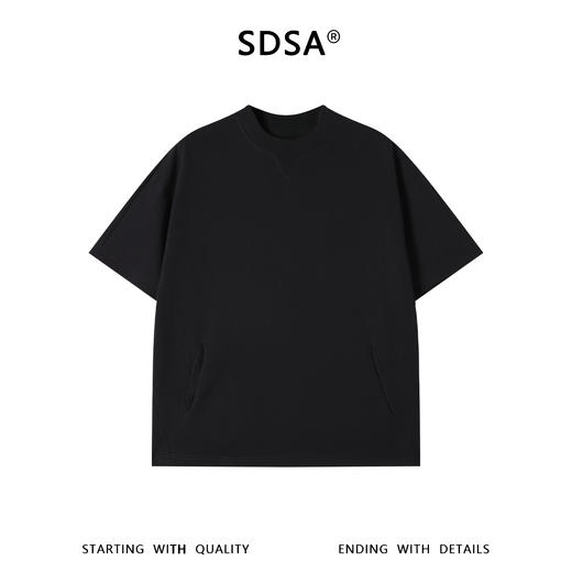 SDSA男装2026新款轻奢立体口袋三角领结构剪裁宽松短袖T恤百搭 商品图0