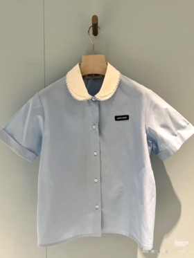 女款娃娃领短袖衬衫la017