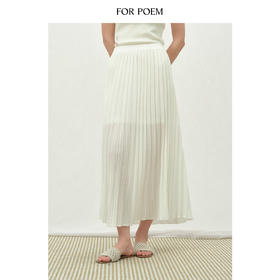 ForPoem 26/SS 原创设计针织百褶半裙高腰直筒宽松肌理感慵懒裙子