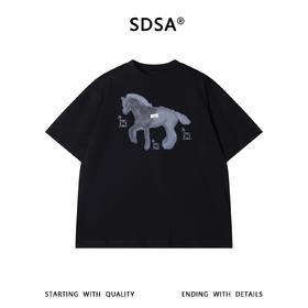 SDSA男装2026新款高贵轻奢时尚潮牌小马印花圆领短袖T恤百搭上衣