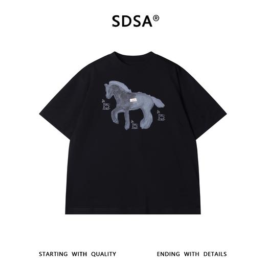SDSA男装2026新款高贵轻奢时尚潮牌小马印花圆领短袖T恤百搭上衣 商品图0