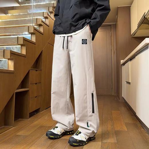 F040301春款新款魔术贴男士休闲工装暗格子双口袋宽松舒适直筒冲锋裤 商品图5