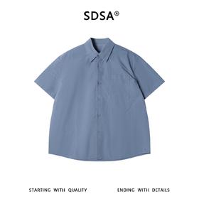 SDSA男装2026新款高贵轻奢基础款宽松短袖衬衫弧形下摆休闲上衣