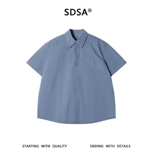 SDSA男装2026新款高贵轻奢基础款宽松短袖衬衫弧形下摆休闲上衣 商品图0