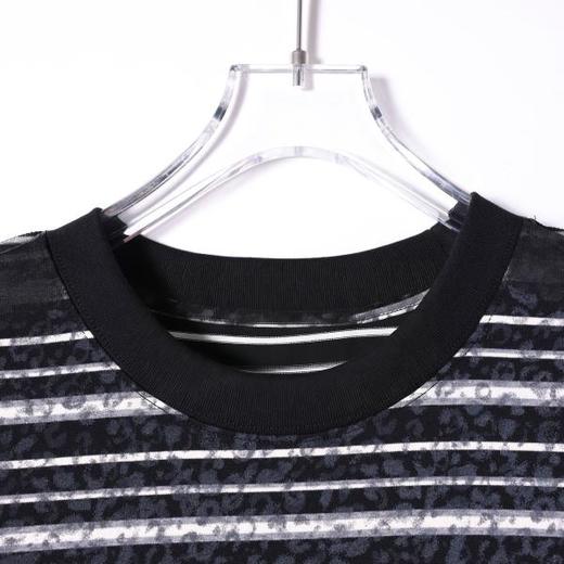 SDSA男装2026新款高贵轻奢潮牌豹纹条纹拼接宽松短袖T恤百搭时尚 商品图1