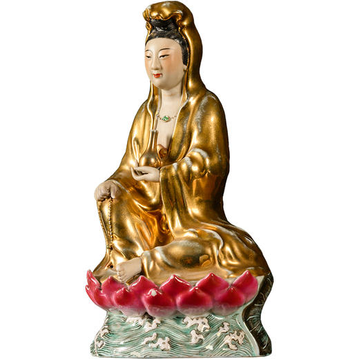 民国 白釉描金加彩观音像 商品图5