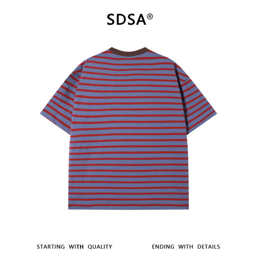 SDSA男装2026新款高贵轻奢高街复古撞色条纹圆领短袖T恤百搭时尚 商品图1