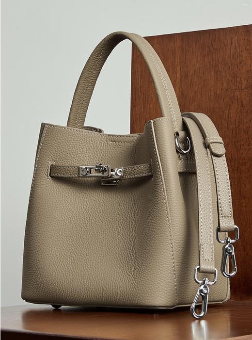 「两种包型-托特包/水桶包」洛诗琳定制“头层牛皮”大容量单肩包高级感简约通勤真皮手提包63523/63713 商品图8