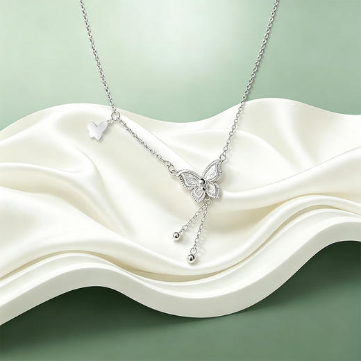 【宏艺珠宝】清蝶摇光·足银项链 商品图3