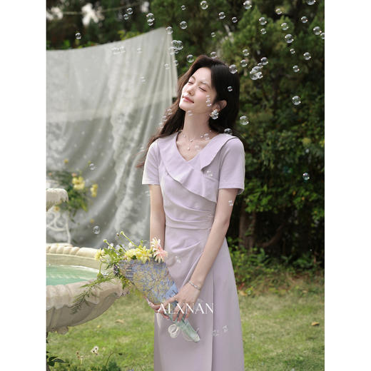 鹿向南【0331/20:00新品前1小时5折限量100件】紫色连衣裙 商品图1