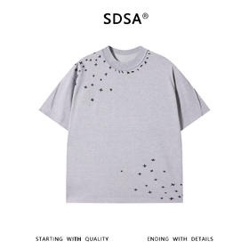 SDSA男装2026新款高贵轻奢潮牌撞色缝线圆领短袖T恤简约舒适上衣