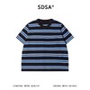 SDSA男装2026新款高贵轻奢时尚简约撞色条纹圆领短袖T恤宽松百搭 商品缩略图0