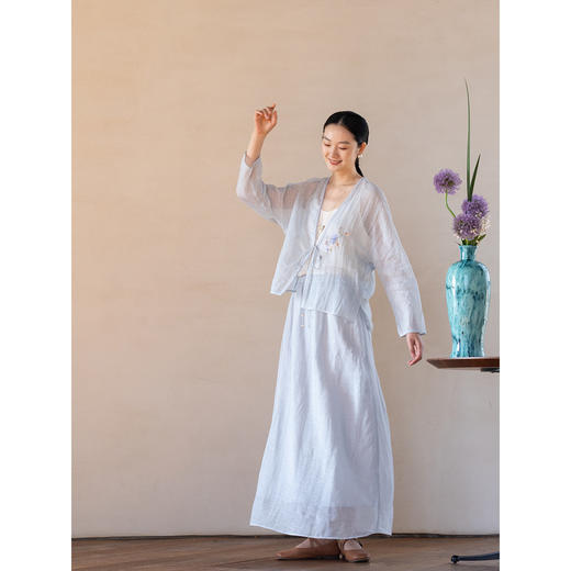 牧衣游原创 棉麻手工刺绣外套女新款轻薄文艺系带防晒开衫 乐岛 商品图2