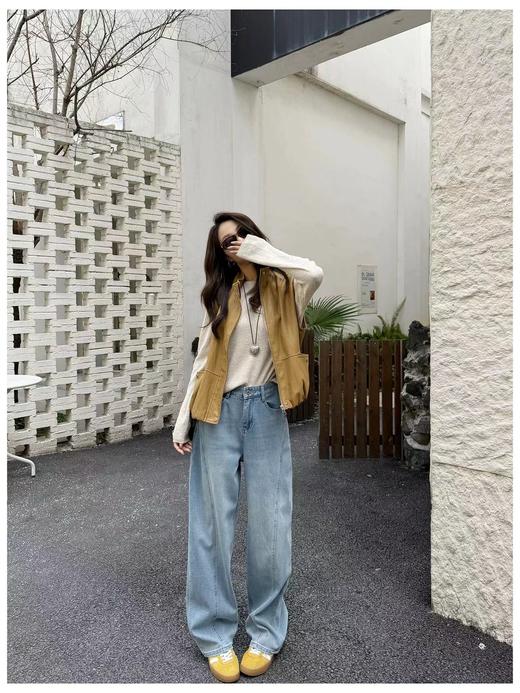 F040305春夏季新款四面弹杨桃裤女春季休闲百搭宽松阔腿牛仔裤拖地长裤 商品图8