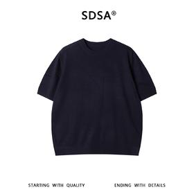 SDSA男装2026新款轻奢老钱风假口袋提花针织纯色圆领短袖T恤百搭
