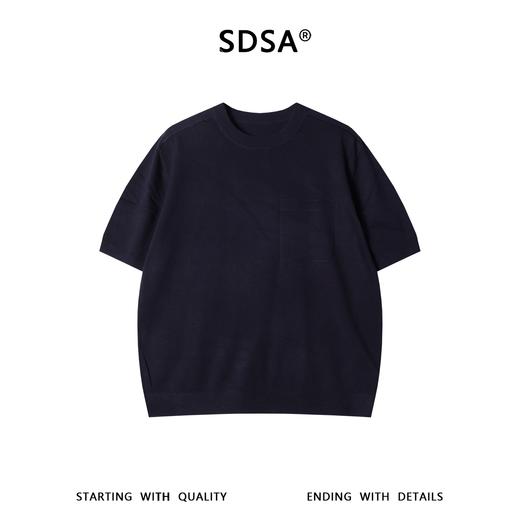 SDSA男装2026新款轻奢老钱风假口袋提花针织纯色圆领短袖T恤百搭 商品图0
