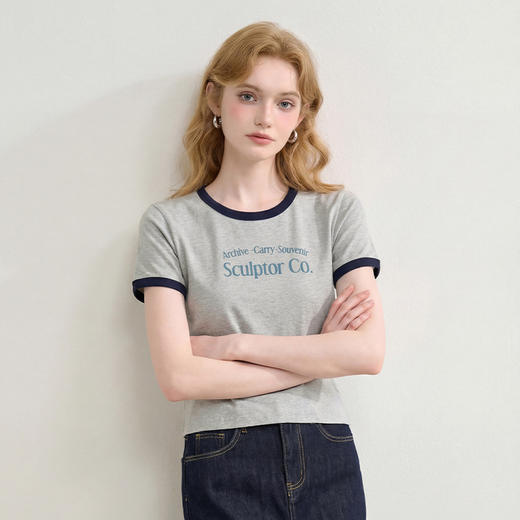 西遇棉短袖落肩运动女2026夏季学生宽松显瘦韩版时尚休闲T恤上衣H0060228 商品图3