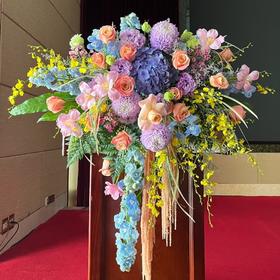 协共进-绣球跳舞兰混搭讲台花