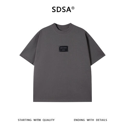 SDSA男装2026新款高贵轻奢潮牌简约皮标装饰圆领短袖百搭宽松上衣 商品图0