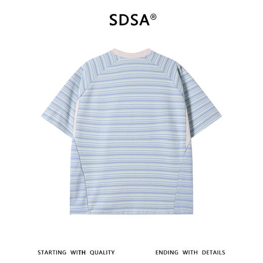 SDSA男装2026新款高贵轻奢韩系撞色条纹小标圆领短袖T恤百搭上衣 商品图1