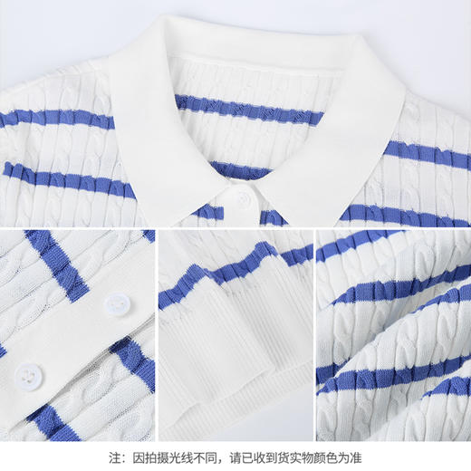 【商场同款】CNK6448 “ 海洋POLO ” 精纺棉棉纱细腻软糯 蓝白条纹清爽一夏 毛衫 商品图1
