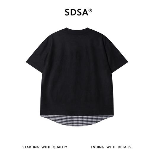 SDSA男装2026新款做旧假两件短袖T恤拼接下摆宽松圆领休闲上衣 商品图4