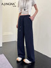 【直筒阔腿】阿菁娜春夏新款直筒阔腿裤修饰腿型遮胯腿粗抽绳松紧腰不勒腹F31C210036 商品缩略图0