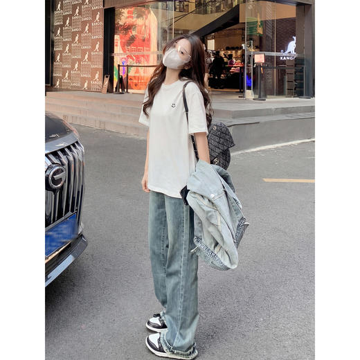 <曾小咸推荐>4.4现货秒杀 ！微信超特价！韩系笑脸刺绣短袖t恤 日常119.99 立减60 秒杀59.99！！ 商品图3