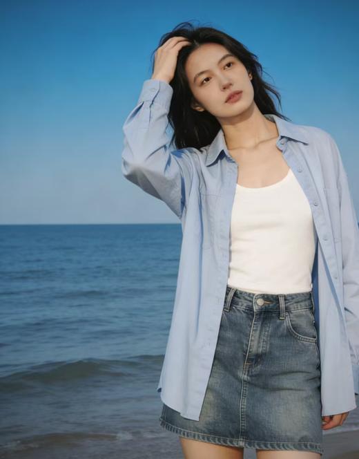 长袖衬衫休闲百搭纯色基础款外穿打底 商品图5