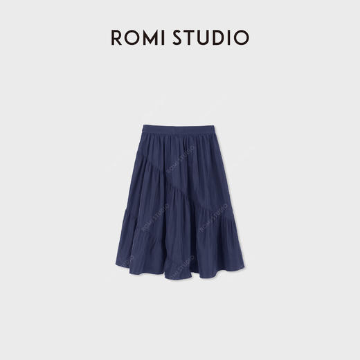 ROMI STUDIO“灵动优雅"哑光垂坠感抽褶松紧腰A字半身裙RWDSXU2616 商品图3