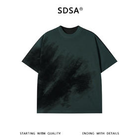 SDSA男装2026新款高贵轻奢网纹晕染印花宽松圆领短袖T恤百搭上衣