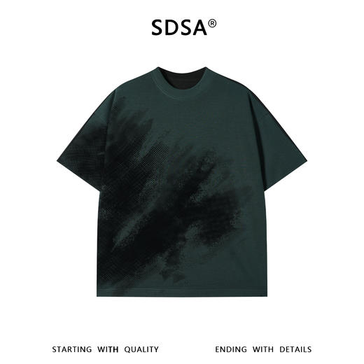 SDSA男装2026新款高贵轻奢网纹晕染印花宽松圆领短袖T恤百搭上衣 商品图0