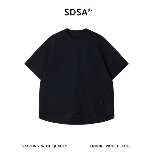 SDSA男装2026新款轻奢弧形下摆宽松短袖T恤小众设计感圆领上衣 商品图0