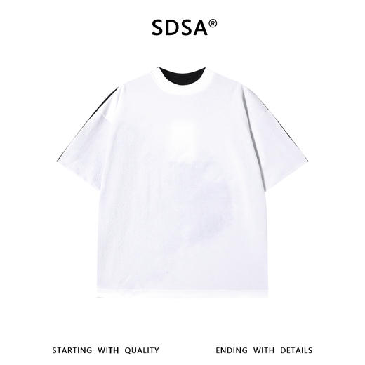 SDSA男装2026新款高贵轻奢网纹晕染印花宽松圆领短袖T恤百搭上衣 商品图0