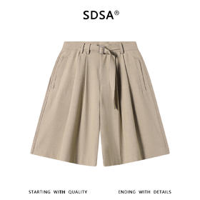 SDSA男装2026新款高贵轻奢美式复古腰带褶皱垂感西装短裤百搭宽松