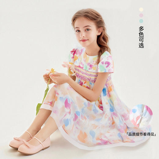 【英氏限时清仓】【80支高密长绒棉】【120-170】女童夏季连衣裙公主晚礼裙 商品图1