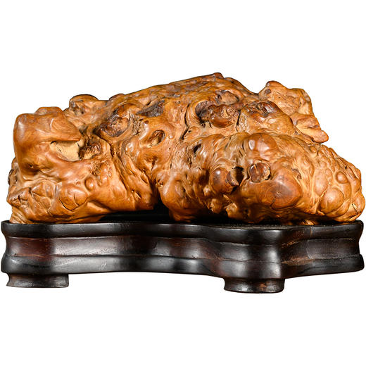 清	黄杨瘿木随形摆件（红木座） 商品图5