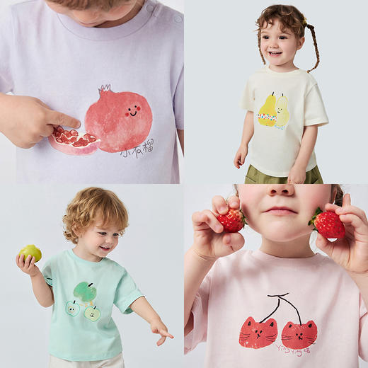【植物肌】迷你巴拉巴拉儿童短袖T恤宝宝水果夏季棉T后背网眼透气 商品图4