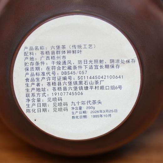 【纵享丝滑·高货】1995年九十年代茶头六堡茶250g-稠滑绵糯&米汤感十足 商品图3