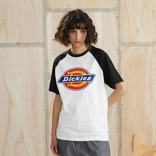 Dickies大LOGO经典款印花撞色拼接短袖 印花插肩袖t恤男 DK007438 商品图1