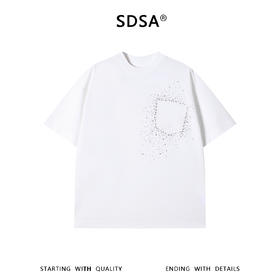 SDSA男装2026新款高贵轻奢潮牌重工烫钻设计圆领短袖T恤百搭上衣